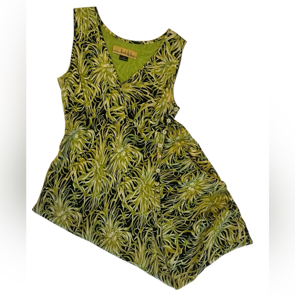 Vintage 2000s Nicole Miller NYC Black & Green Floral Dress - Picture 13 of 14